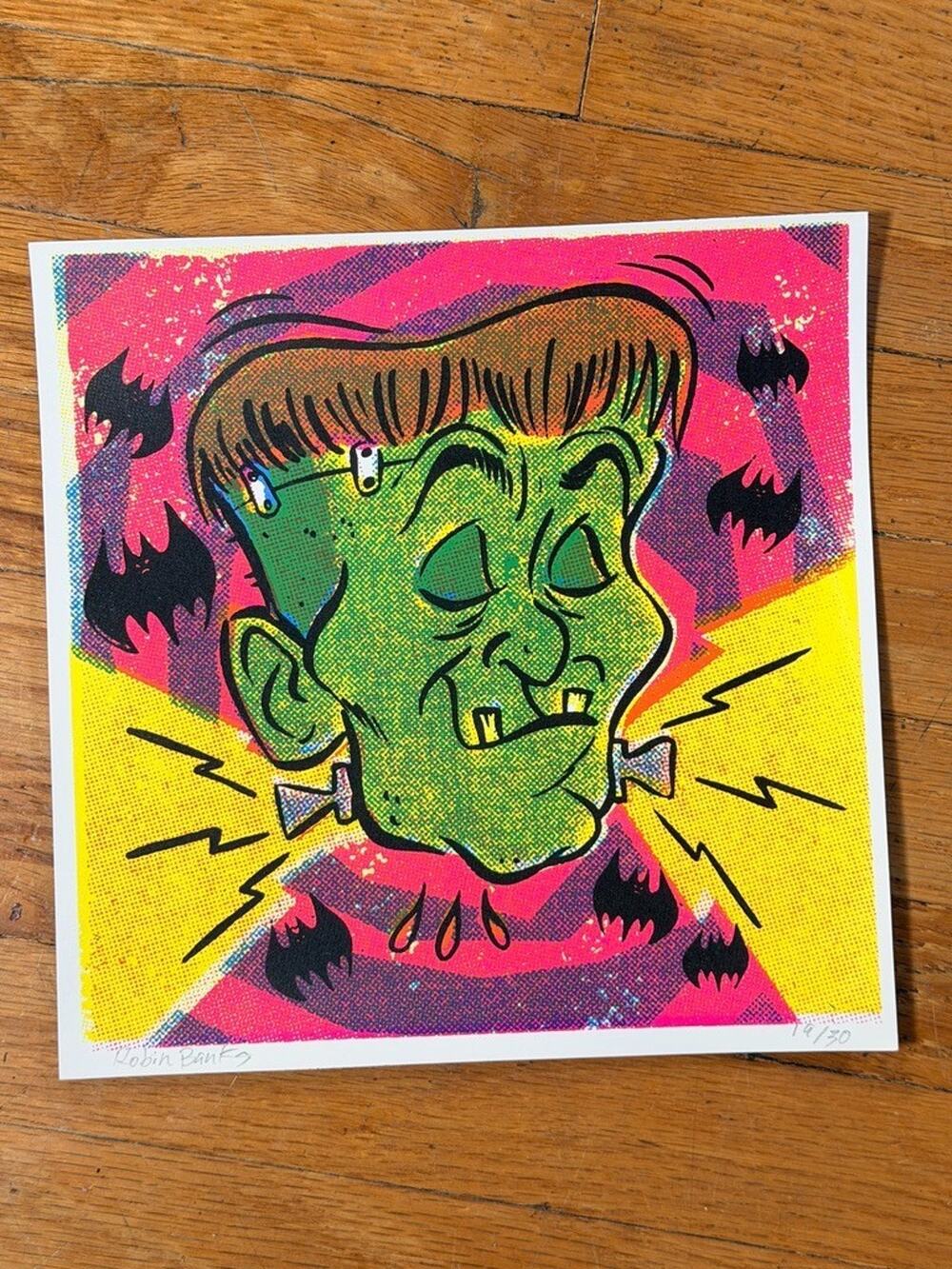 Robin Banks Signed Monster Art Print, Limited Edition 19/30, 9x9